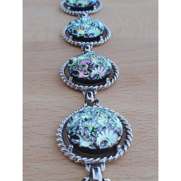 Sarah Cov COVENTRY Textured Round Link Silver Tone Bracelet 7in MEDIUM - Picture 6 of 12